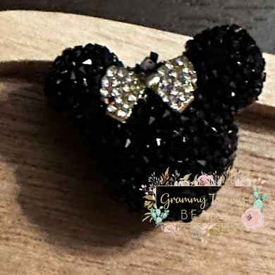 Mouse Rhinestone Acrylic Bead - Black & Silver Designs