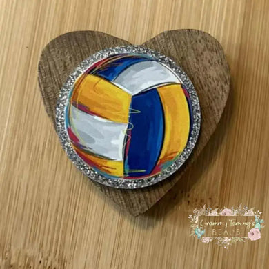 Mulitcolor Vollyball - Silver Glitter Flatback Glitter Flatback