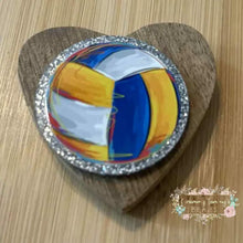 Load image into Gallery viewer, Mulitcolor Vollyball - Silver Glitter Flatback Glitter Flatback
