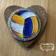 Load image into Gallery viewer, Mulitcolor Vollyball - Silver Glitter Flatback Glitter Flatback
