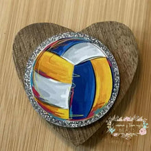 Load image into Gallery viewer, Mulitcolor Vollyball - Silver Glitter Flatback Glitter Flatback
