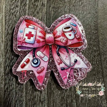 Load image into Gallery viewer, Nurse Ribbon - Pink Glitter Flatback Glitter Flatback
