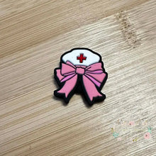 Load image into Gallery viewer, Nurse Ribbon - Pink Silicone Focal Bead Silicone Focal Bead
