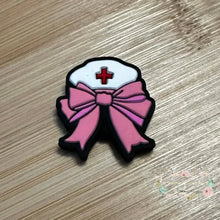 Load image into Gallery viewer, Nurse Ribbon - Pink Silicone Focal Bead Silicone Focal Bead
