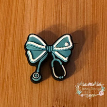 Load image into Gallery viewer, Stethoscope Ribbon Silicone Focal Bead - Tiffany Color Silicone Focal Bead
