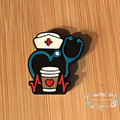 Nurse with Coffee Silicone Focal Bead Silicone Focal Bead