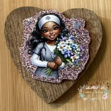 Load image into Gallery viewer, Nurse with Flowers Pink Glitter Flatback Glitter Flatback
