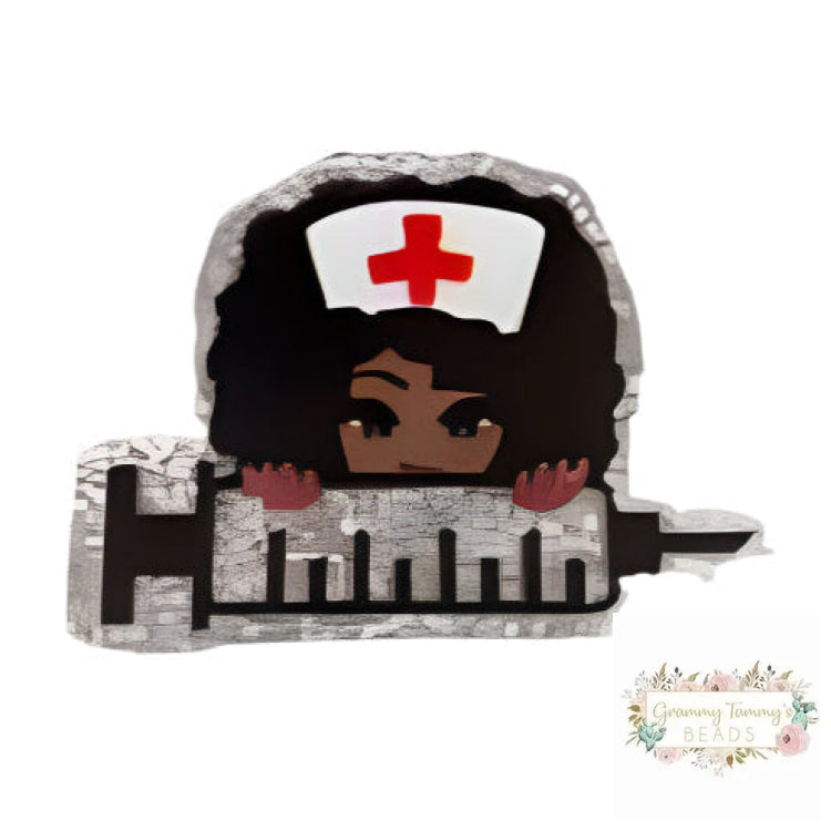 Nurse With Needle Glitter Flatback