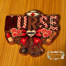 Load image into Gallery viewer, Nurse with Roses - Pink Glitter Flatback Glitter Flatback
