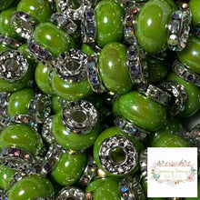 Load image into Gallery viewer, Olive Green Rhinestone Pearl Spacer Beads Spacers
