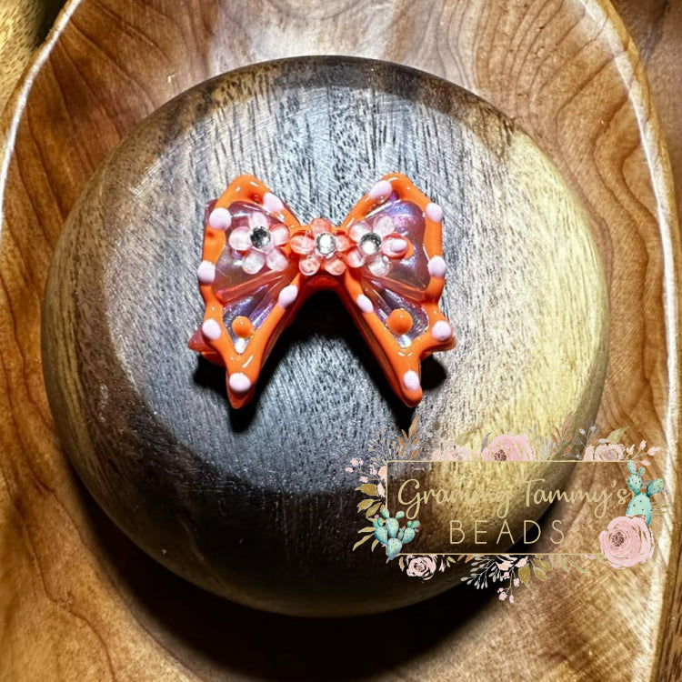 Orange 34 X 36Mm Bow Knot Hand Painted Bead Fancy