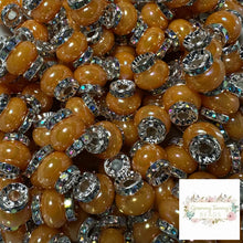 Load image into Gallery viewer, Orange Rhinestone Pearl Spacer Beads Spacers
