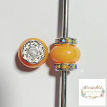Load image into Gallery viewer, Orange Rhinestone Pearl Spacer Beads Rhinestone Pearl Spacers
