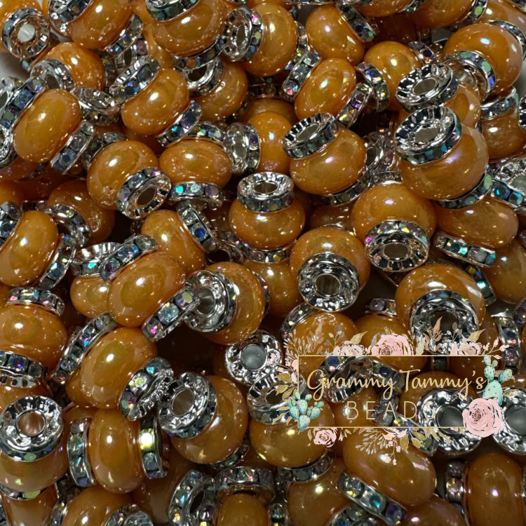 Orange Rhinestone Pearl Spacer Beads Spacers