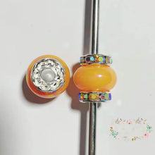 Load image into Gallery viewer, Orange Rhinestone Pearl Spacer Beads Rhinestone Pearl Spacers
