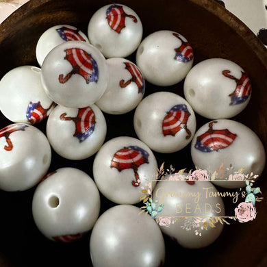 Patriotic Umbrella 20Mm Acrylic Beads