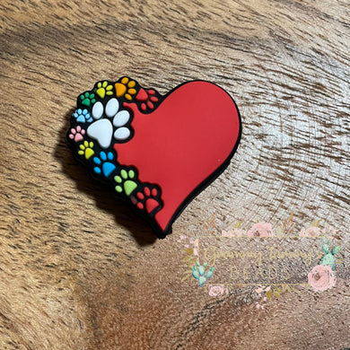 Paw Heart Silicone Focal Bead