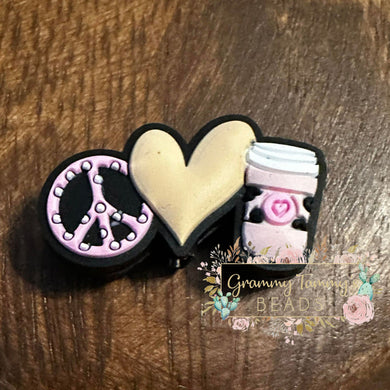 Peace Love & Coffee Silicone Focal Bead Beads