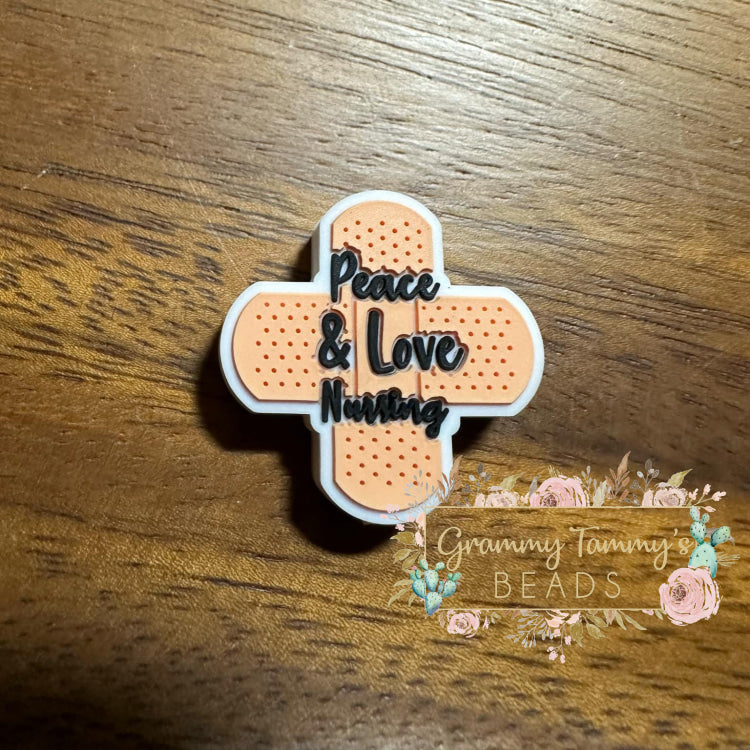 Peace Love & Nursing Silicone Focal Bead