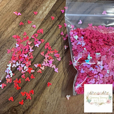 Pink Mouse Head Glitter Shape