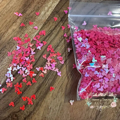 Pink Mouse Head Glitter Shape