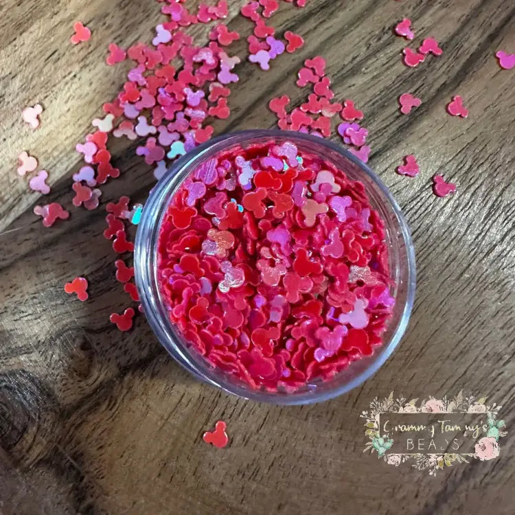Pink Mouse Head Glitter Shape 6 Grams