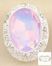 Load image into Gallery viewer, Pink Silver tone Oval Gemstone Beads - 1 Count Oval Rhinestone
