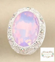 Load image into Gallery viewer, Pink Silver tone Oval Gemstone Beads - 1 Count Oval Rhinestone
