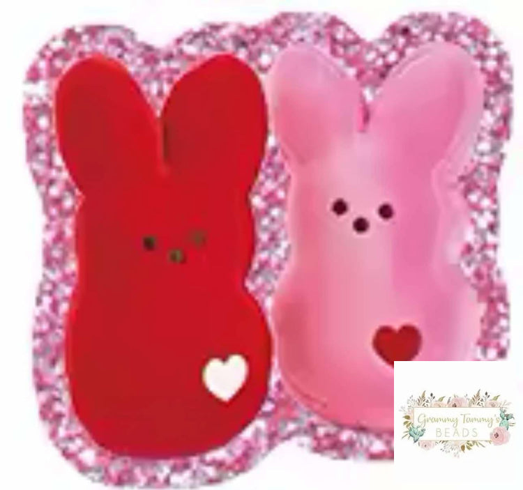 Pink & Red Peeps Glitter Flatback