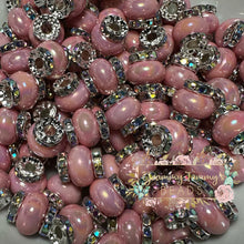 Load image into Gallery viewer, Pink Rhinestone Pearl Spacer Beads Spacers
