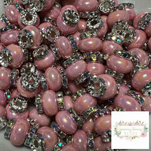 Load image into Gallery viewer, Pink Rhinestone Pearl Spacer Beads Spacers
