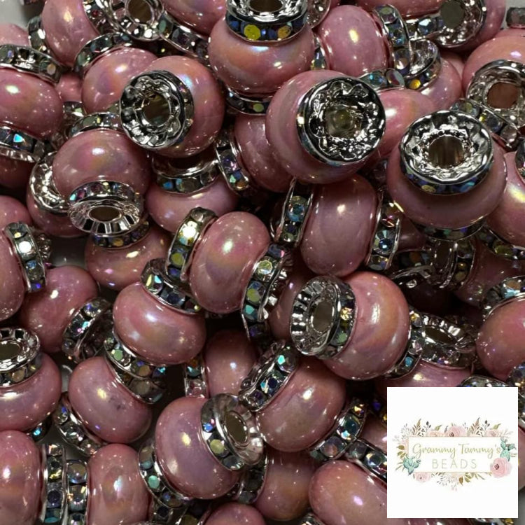 Pink Rhinestone Pearl Spacer Beads Spacers