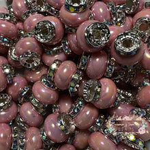 Load image into Gallery viewer, Pink Rhinestone Pearl Spacer Beads Spacers

