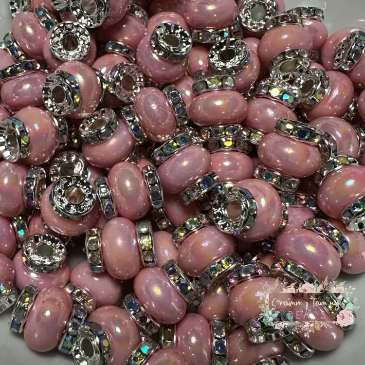 Pink Rhinestone Pearl Spacer Beads – Grammy Tammy's Beads