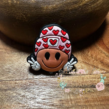 Load image into Gallery viewer, Pink Lovey Smiley Face Silicone Focal Bead Beads
