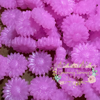 Pink Sunflower Silicone Focal Bead - 1 Count