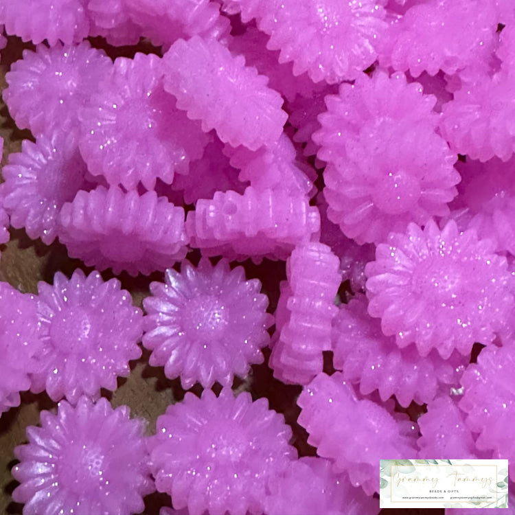 Pink Sunflower Silicone Focal Bead - 1 Count