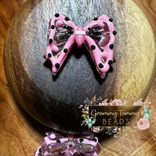 Load image into Gallery viewer, Pink With Black Dots 34X36Mm Bow Knot Bead Fancy
