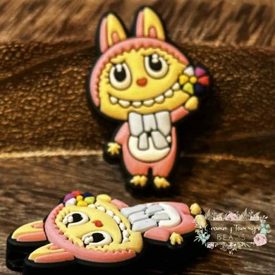 Pink & Yellow Lububu Silicone Focal Bead Silicone Focal Bead