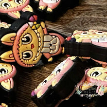 Load image into Gallery viewer, Pink &amp; Yellow Lububu Silicone Focal Bead Silicone Focal Bead
