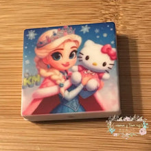 Load image into Gallery viewer, Princess &amp; Kitty Square Silicone Focal Bead Silicone Focal Bead
