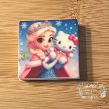 Load image into Gallery viewer, Princess &amp; Kitty Square Silicone Focal Bead Silicone Focal Bead
