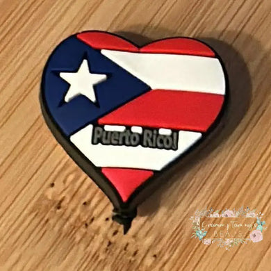 Puerto Rico Flag Heart - Silicone Focal Bead Silicone Focal Bead