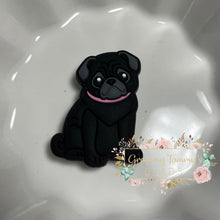 Load image into Gallery viewer, Pug - Black Silicone Focal Bead
