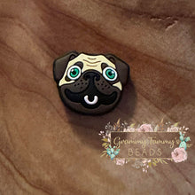 Load image into Gallery viewer, Pug Face Silicone Focal Bead Beads
