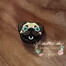 Load image into Gallery viewer, Pug Face Silicone Focal Bead Beads
