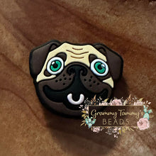 Load image into Gallery viewer, Pug Face Silicone Focal Bead Beads
