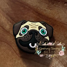 Load image into Gallery viewer, Pug Face Silicone Focal Bead Beads
