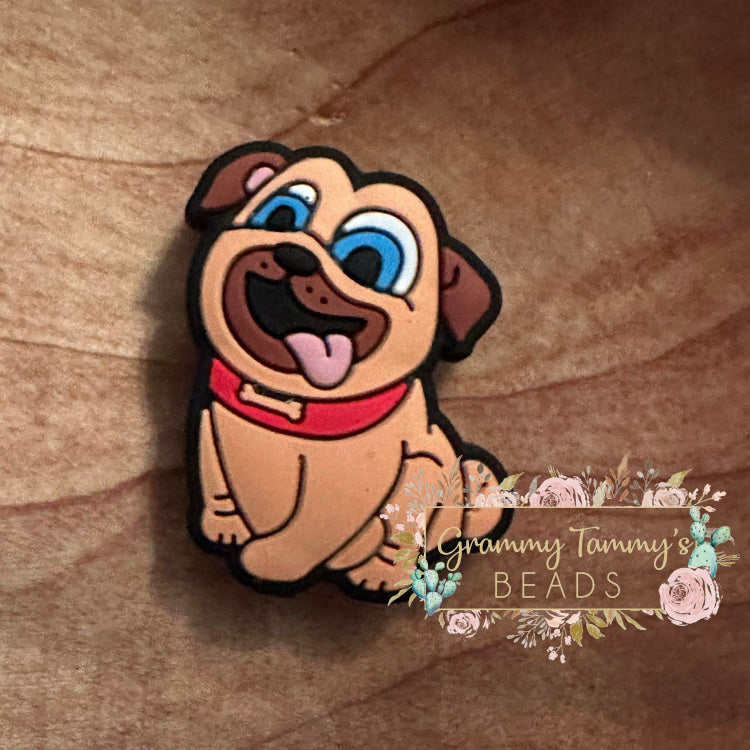 Brown Pup Full Body Silicone Focal Bead Beads