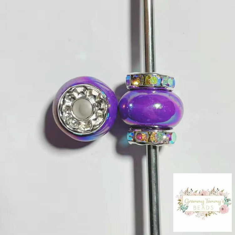 Purple Rhinestone Pearl Spacer Rhinestone Pearl Spacers